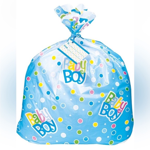 5for$10 Extra-Large Blue Polka Dots Gift Bag for Baby Shower - 44" x 36" Boy - Picture 5 of 5